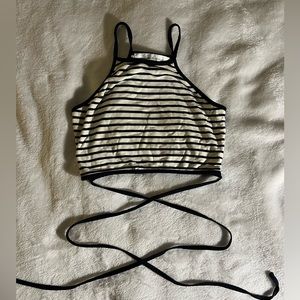 lovers and friends striped criss cross tank top